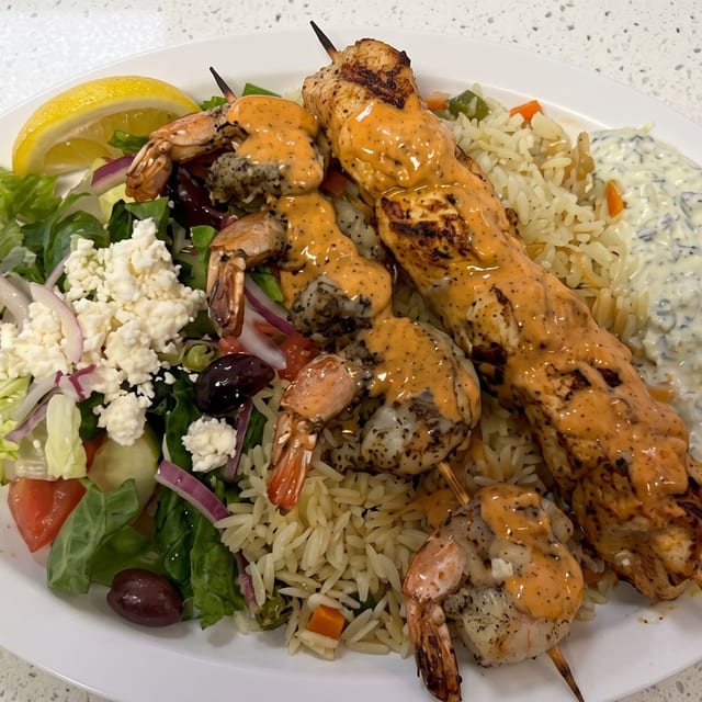 Chicken & Shrimp Combo Plate.